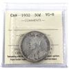Image 1 : 1932 Canada 50-cent ICCS Certified VG-8. *KEY DATE*