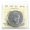 Image 1 : 1947 Canada Silver $1 Blunt 7 Over 7 ICCS Certified AU-55.