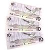 Image 1 : 1989 Bank of Canada $10 Notes Knight-Thiessen Signatures with Consecutive Serial Numbers BEG5599119-