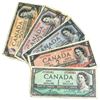 Image 1 : 1954 Bank of Canada $1, $2, $5, $10 & $50 Notes in Average Circulated Condition. Notes contain vario