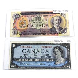 1954 $5 & 1971 $10 Bank of Canada Replacement Notes - 1954 $5 BC-39bA Beattie-Rasminsky *R/C0049658 