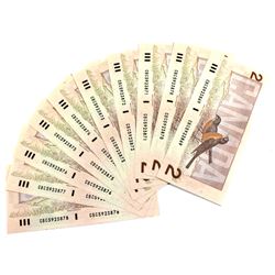 1986 Bank of Canada $2 Notes Thiessen-Crow Signatures with Consecutive Serial Numbers CBC5923869-878