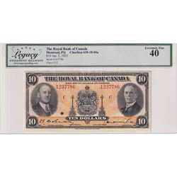 1935 630-18-04a $10, Royal Bank of Canada, S/N: 1237786, Legacy Grading Certified EF-40.