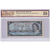 Image 1 : Cut Off Size Error! 1954 BC-39b-E25a-i $5, Bank of Canada, Beattie-Rasminsky, Modified Portrait, S/N