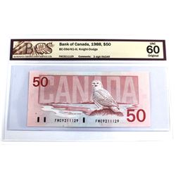 1988 BC-59d-N1-iii $50, Bank of Canada, Knight-Dodge, 3 Digit RADAR, S/N: FMC9211129, BCS Certified 