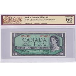 1954 BC-37b-i $1, Bank of Canada, Beattie-Rasminsky, Modified Portrait, Changeover, S/N: H/M9781472,