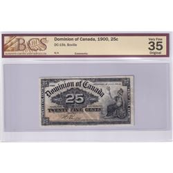 1900 DC-15b 25c, Dominion of Canada, Boville, BCS Certified VF-35 Original.