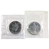 Image 1 : 1990 & 1991 Canada 1oz .9999 Fine Silver Maple Leafs in Original Sealed Mint Plastic. 2pcs (TAX Exem