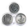Image 1 : 2015, 2016 & 2017 Great Britain 1oz .999 Fine Silver Britannia's in Capsules. 3pcs (TAX Exempt)