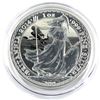 Image 1 : 2014 Great Britain 1oz Plane and Ship Coloured .999 Fine Silver Britannia in Capsule (Toned). TAX Ex