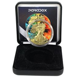 2015 USA 1oz Paradox Coloured & Gilded .999 Fine Silver Eagle Encapsulated in Smitty's Treasures Dis