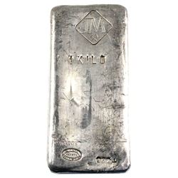 *Vintage 1 Kilo Johnson Matthey Hand Poured .999 Fine Silver Bar. (TAX Exempt)