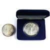 Image 1 : 1988 USA 1oz .999 Fine Silver Eagle Encapsulated in Blue Display Box with COA (Light golden toning) 