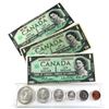 Image 1 : 1867-1967 Canada Centennial  Silver 6-coin Set with double date 1867-1967 $1 Bank Note by the Bank o