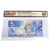 Image 1 : 2002 $5 BC-62b-N1-iii Bank of Canada, Jenkins-Dodge 4-Digit Radar SN:HOW6780876 BCS Certified GUNC-6