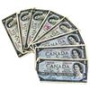 Image 1 : Estate lot of  8x 1954 Bank of Canada $5 notes Prefix VX, TX, VC & TX. Notes appear to be in circula