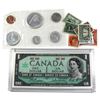 Image 1 : Lot of Canada 1867-1967 Proof-Like Sets with Double date $1 banknote and 10x Miscellaneous stamps.