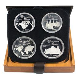 1976 Canada Montreal Olympics Series I $5 & $10 4-coin Sterling Silver proof Set in Original Packagi