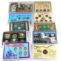Lot 10x United States Assorted collectable themed coin set. All in protective sealed cases. Many wit