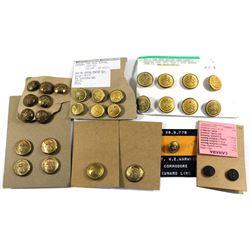 Estate lot of military buttons.  Approximately 30 individual buttons.