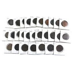 lot of 28x 1812-1857 bank tokens. You will receive 28 pcs dated between 1812 and 1857.