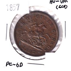 1857 PC-6D  Bank of Upper Canada One Penny Token AU-UNC (scratched).