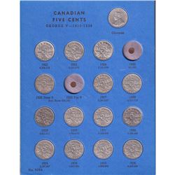 Canada 5-cent collection in vintage Whiteman album. This collection contains 45 coin dated from 1922