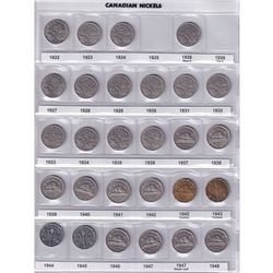 Canada 5-cent  Collection dated 1922-2019. you will receive one of each date except 1925 & 1926 Far 