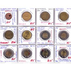 Estate Lot of Assorted Canada 'Error' Coins - 1-cent, 5x Loon $1 & 6x $2. All errors listed on holde