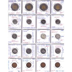 Estate Lot of Assorted Canada 'Error' Coins - 4x 1-cent, 4x 5-cent, 8x 10-cent & 4x $2. All errors l