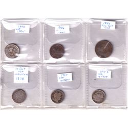 Estate lot of 6x USA coins: 3 pennies and 3 dimes. You will receive  1898 1-cent, 1906 1-cent, 1866 