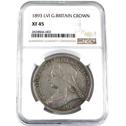 1893Great Britain Crown NGC Certified XF-45