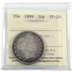 1899 USA 50-cent ICCS Certified VF-20