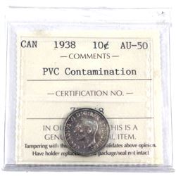 1938 Canada 10-cent ICCS Certified AU-50 ( PVC contamination)