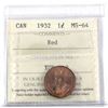 Image 1 : 1932 Canada 1-cent ICCS Certified MS-64