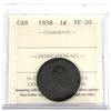 Image 1 : 1858 Canada 1-cent ICCS Certified VF-20.