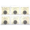 Image 1 : 1992-2000 Canada 25-cent ICCS Certified MS-66 Numismatic BU - 1992, 1997, 1998W, 1998, 1999 & 2000. 