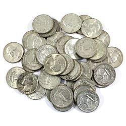 40x 1964 90%  Silver USA 25-cents. 40pcs