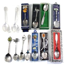 Estate Lot of 13x Miscellaneous Silver Plated Collector Spoons, Mostly From Canada. 13pcs