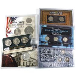 Lot of USA Novelty Coin Sets. You will receive Dimes of the 20th Century 3-coin, The Last D Mint Fra