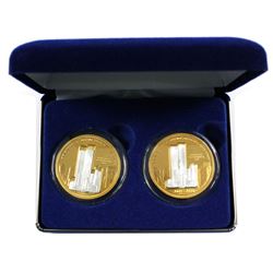 2001-2006 USA 5th Anniversary Commemorative of the World Trade Center Gold and Silver Plated 2-coin 