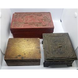 3-KEEPSAKE BOXES: RED ORIENTAL