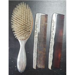 .925 STERLING HAIR BRUSH / COMB SET