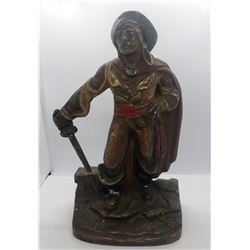 VINTAGE POURED CAST IRON PIRATE STATUE