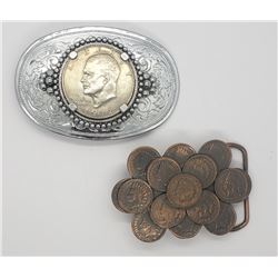 2-MENS BELT BUCKLES-COIN JEWELRY