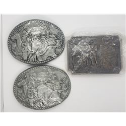 3-MENS "COWBOY" BELT BUCKLES