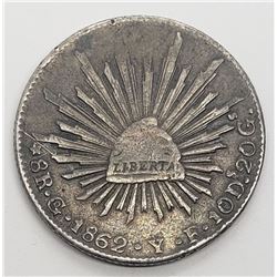 1862 LIBERTAD REPUBLICA MEXICANA 8R