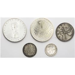 5-FOREIGN SILVER COINS - INTERESTING LOT
