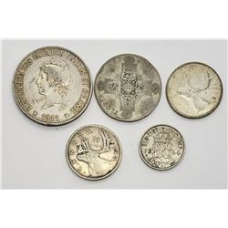 5-FOREIGN SILVER COINS - INTERESTING LOT