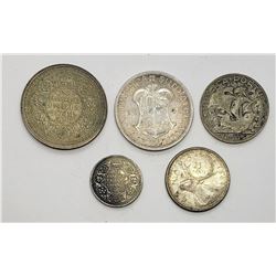 5-FOREIGN SILVER COINS - INTERESTING LOT
